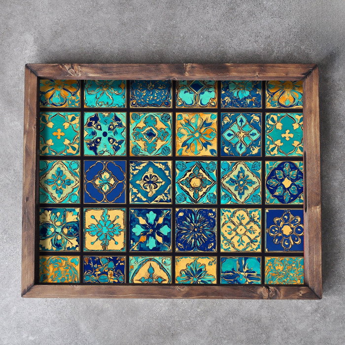 Aberto Design REF031 Bandeja de Madera Maciza 48 x 38 x 4 cm Elegante Decoración Hogar Funcional